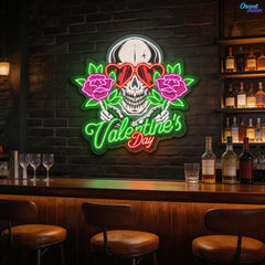 Dead Sexy Love: Skull, Rose, and Neon Vibes Best Gift For Valentine Neon Sight Light Artwork