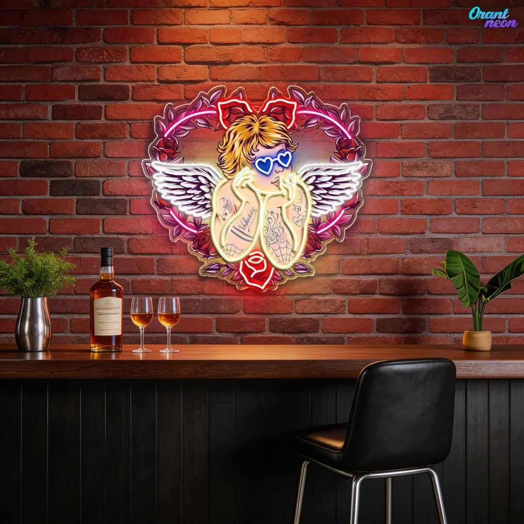 Wings of Love: See It Through Cupid’s Glasses Best Gift For Valentine Neon Sight Light Artwork