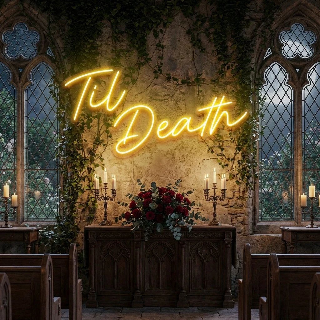 Til Death Led Neon Sign Light, Neon Sign Wedding, Neon Sign Wedding Backdrop