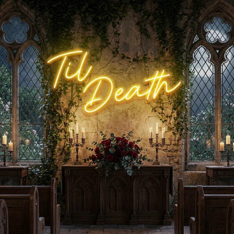 Til Death Led Neon Sign Light, Neon Sign Wedding, Neon Sign Wedding Backdrop