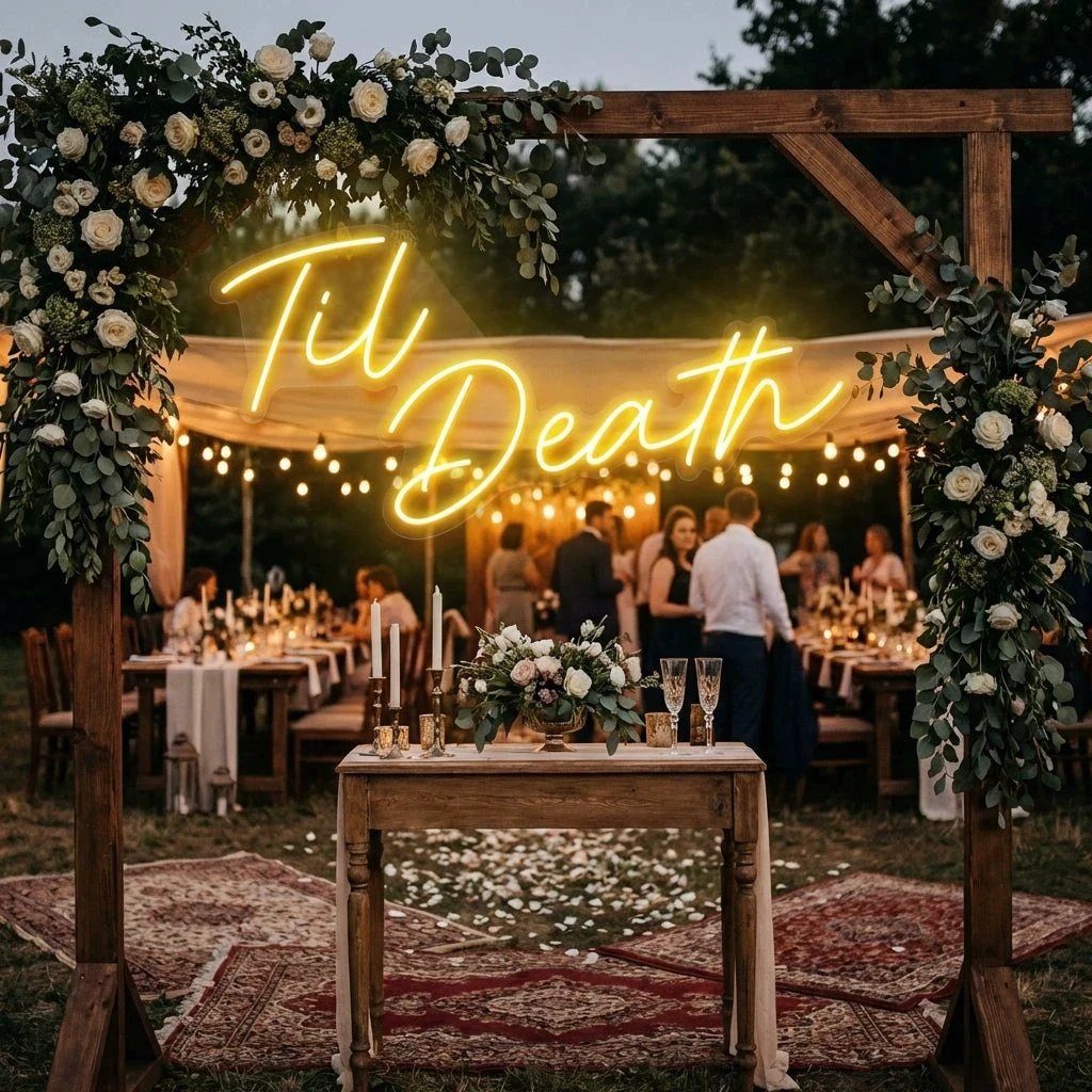 Til Death Led Neon Sign Light, Neon Sign Wedding, Neon Sign Wedding Backdrop
