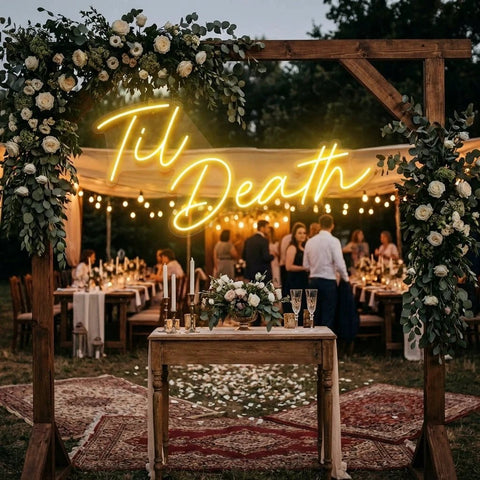 Til Death Led Neon Sign Light, Neon Sign Wedding, Neon Sign Wedding Backdrop
