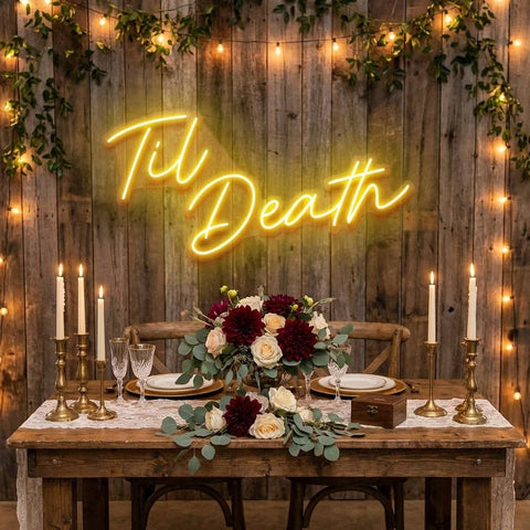 Til Death Led Neon Sign Light, Neon Sign Wedding, Neon Sign Wedding Backdrop