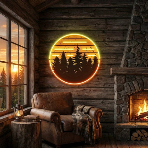 80s Style Grunge Striped Sunsets Artwork Led Neon Sign Light