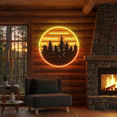80s Style Grunge Striped Sunsets Artwork Led Neon Sign Light