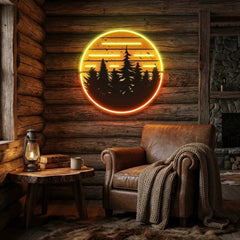 80s Style Grunge Striped Sunsets Artwork Led Neon Sign Light