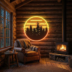 80s Style Grunge Striped Sunsets Artwork Led Neon Sign Light