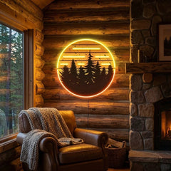 80s Style Grunge Striped Sunsets Artwork Led Neon Sign Light