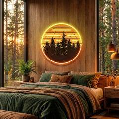 80s Style Grunge Striped Sunsets Artwork Led Neon Sign Light