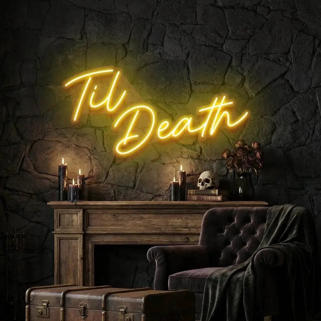 Til Death Led Neon Sign Light, Neon Sign Wedding, Neon Sign Wedding Backdrop