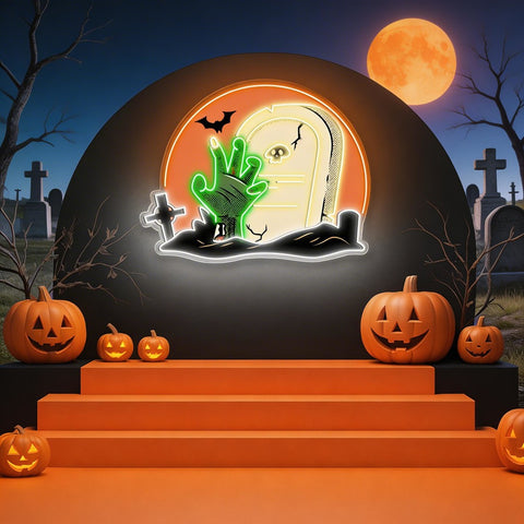 Halloween LED Neon Sign – Glowing Pumpkin with Witch Hat | Spooky Wall Decor for Halloween Parties & Home