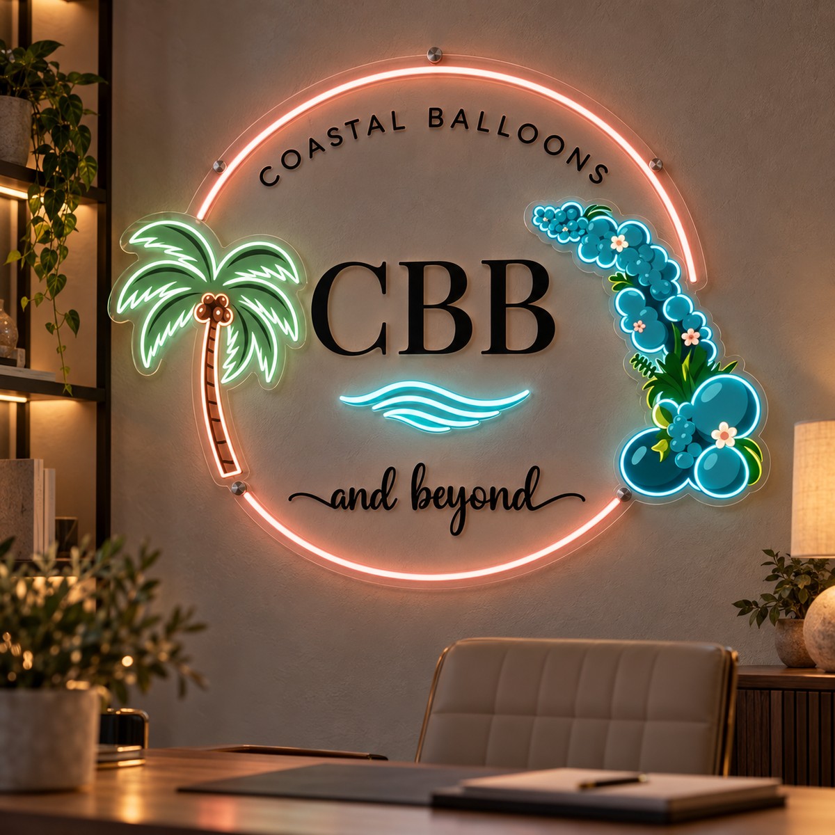 Coastal Balloons CBB Tropical Logo - Custom LED Neon Sign