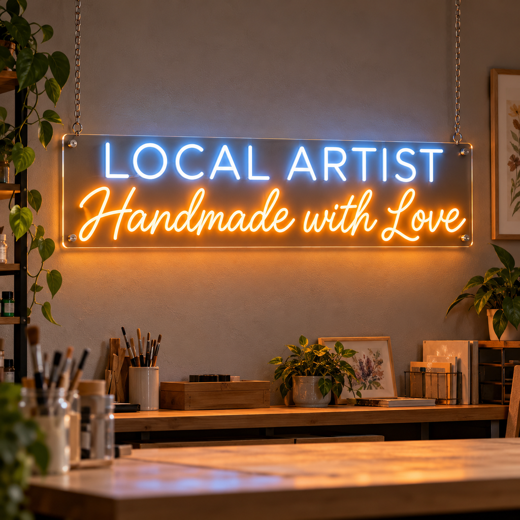 Local Artist Handmade with Love Logo - Custom LED Neon Sign