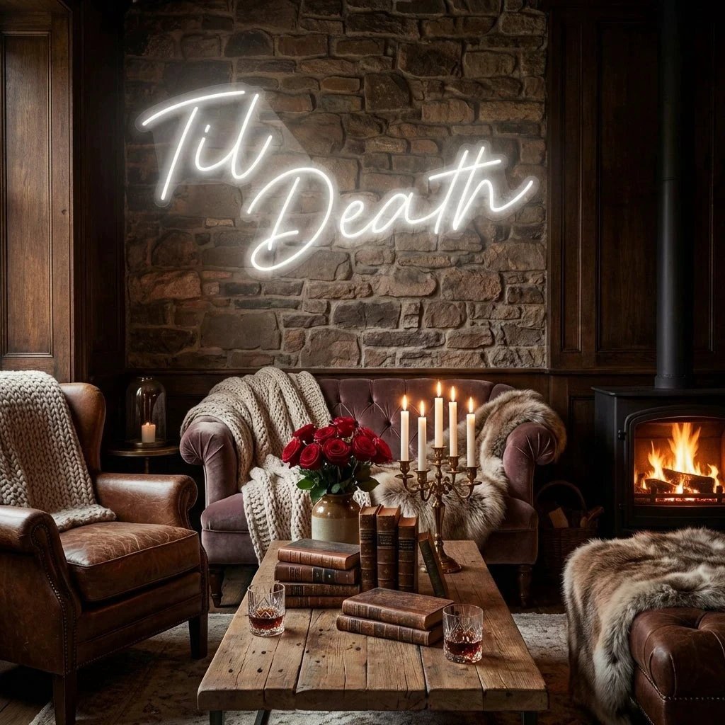Til Death Led Neon Sign Light, Neon Sign Wedding, Neon Sign Wedding Backdrop