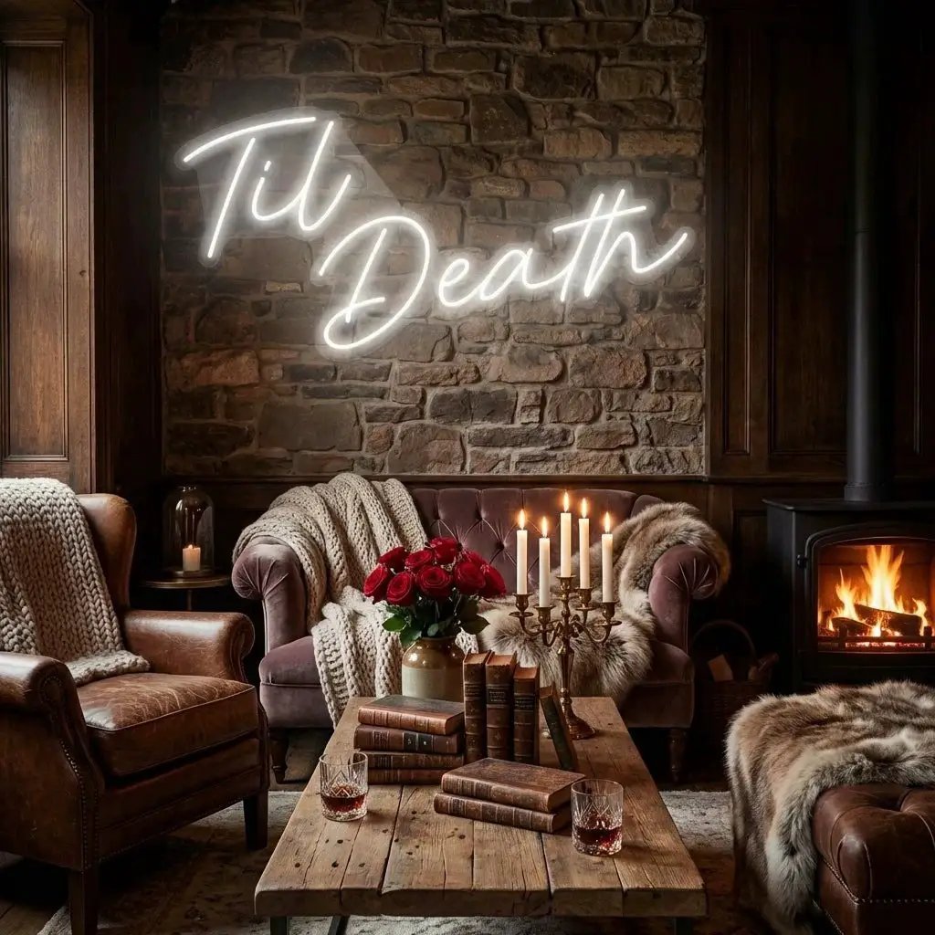 Til Death Led Neon Sign Light, Neon Sign Wedding, Neon Sign Wedding Backdrop