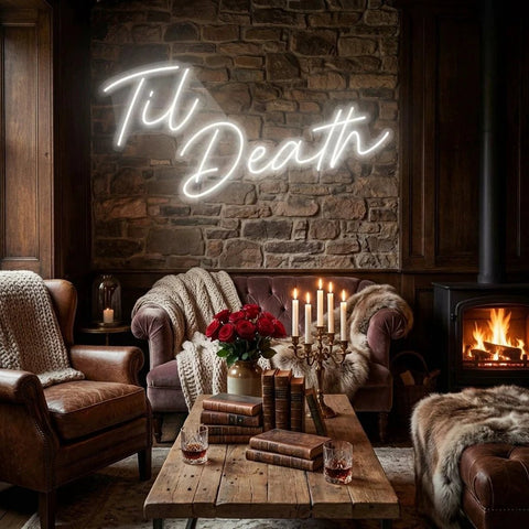 Til Death Led Neon Sign Light, Neon Sign Wedding, Neon Sign Wedding Backdrop