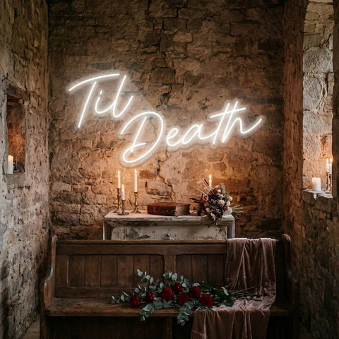 Til Death Led Neon Sign Light, Neon Sign Wedding, Neon Sign Wedding Backdrop