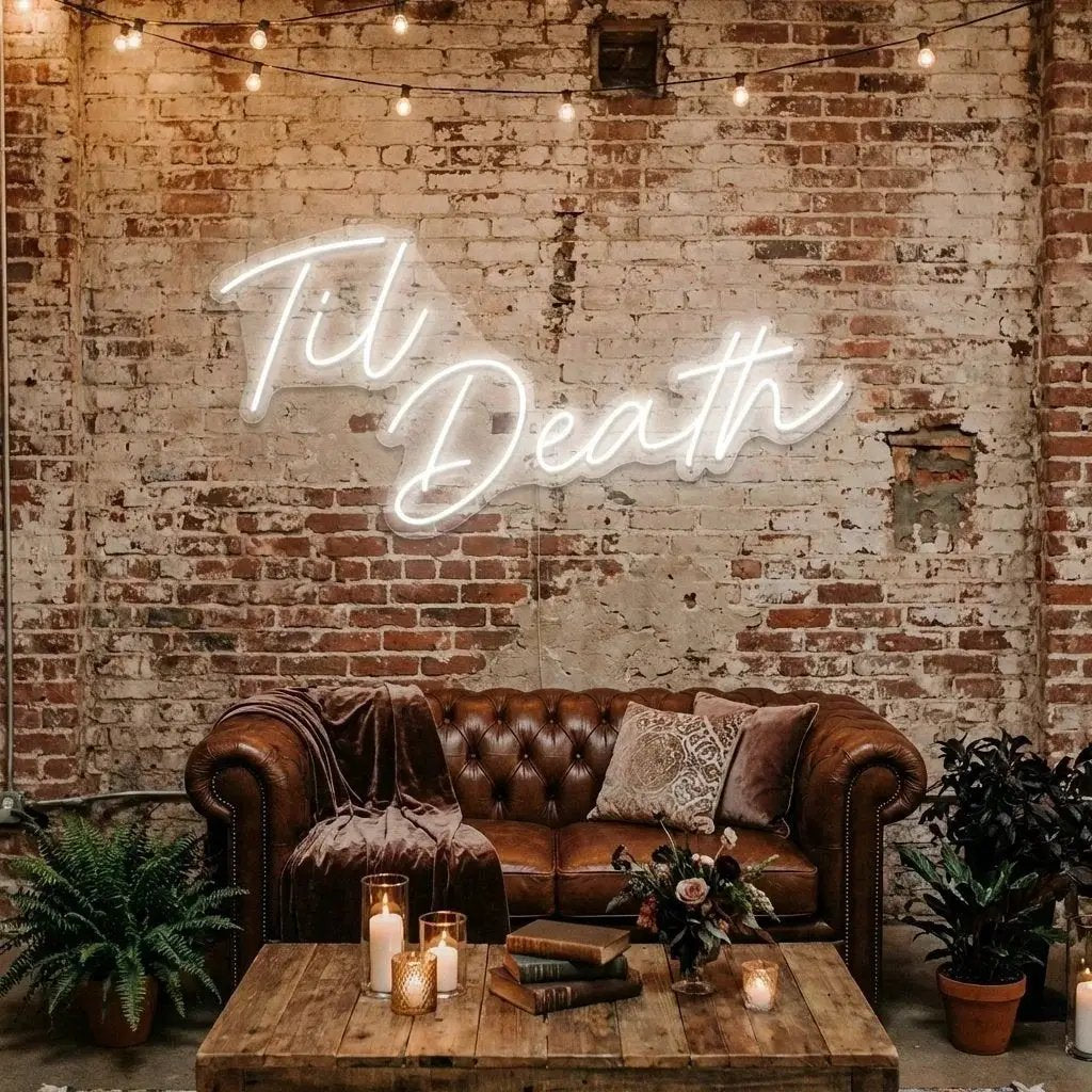 Til Death Led Neon Sign Light, Neon Sign Wedding, Neon Sign Wedding Backdrop