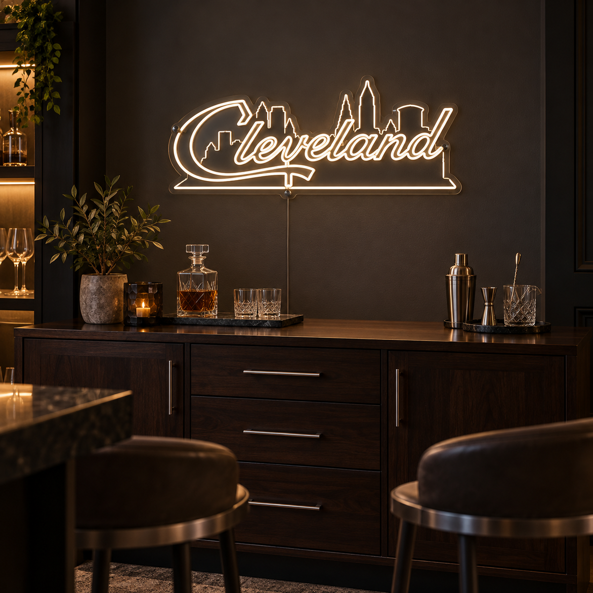 Cleveland Skyline Logo - Custom LED Neon Sign