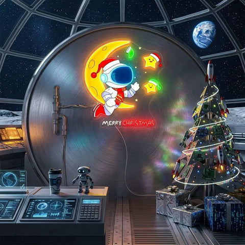 Astronaut with Moon Christmas Led Neon Acrylic Artwork
