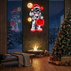 Astronaut Santa Christmas 3 Led Neon Acrylic Artwork