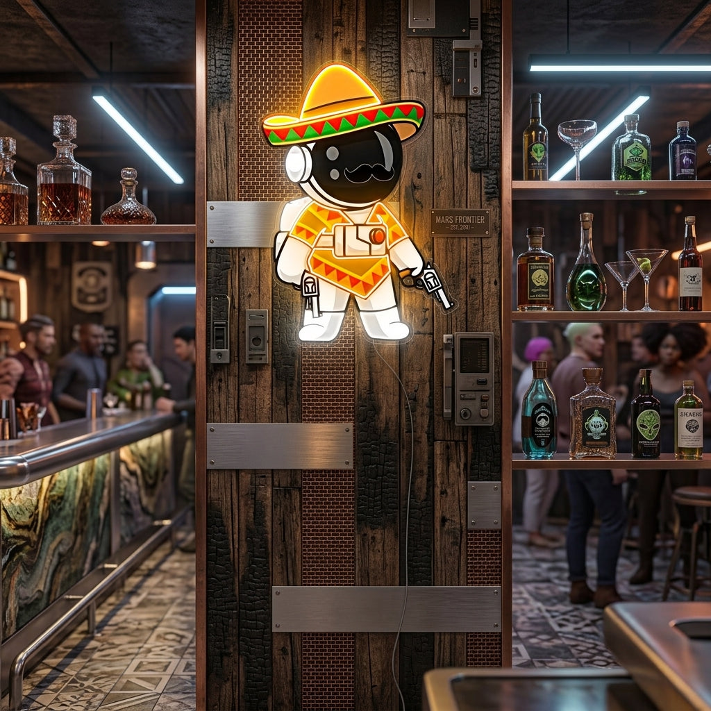 Astronaut Mexican Guns Led Neon Acrylic Artwork