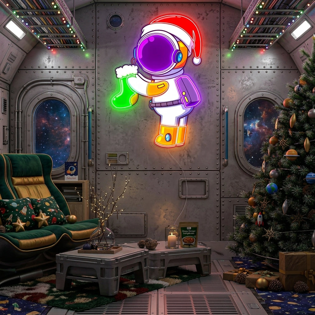 Astronaut Santa Christmas 2 Led Neon Acrylic Artwork
