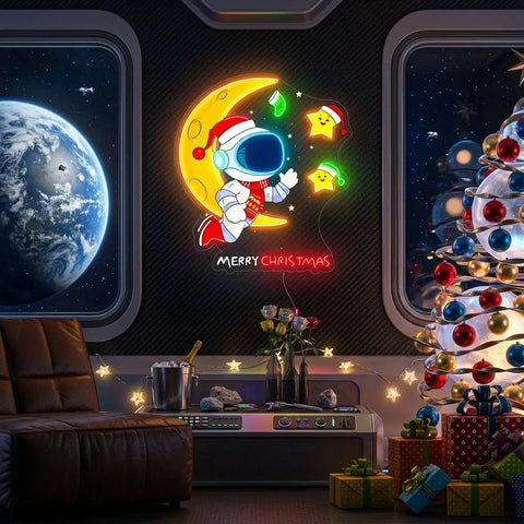 Astronaut with Moon Christmas Led Neon Acrylic Artwork