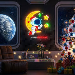 Astronaut with Moon Christmas Led Neon Acrylic Artwork