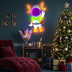 Astronaut Reindeer Christmas Led Neon Acrylic Artwork