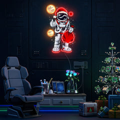 Astronaut Santa Christmas 3 Led Neon Acrylic Artwork