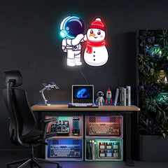Astronaut Snowman Christmas Led Neon Acrylic Artwork