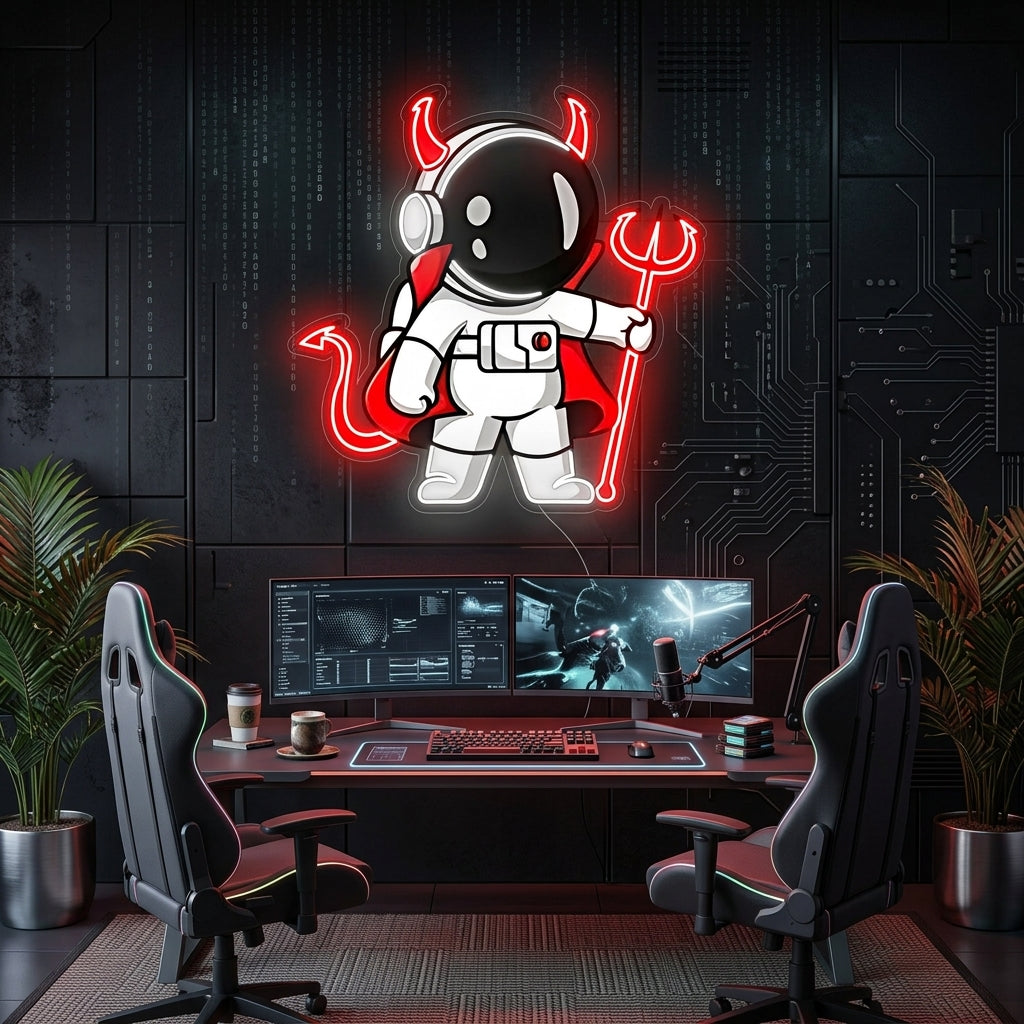Astronaut Devil Led Neon Acrylic Artwork