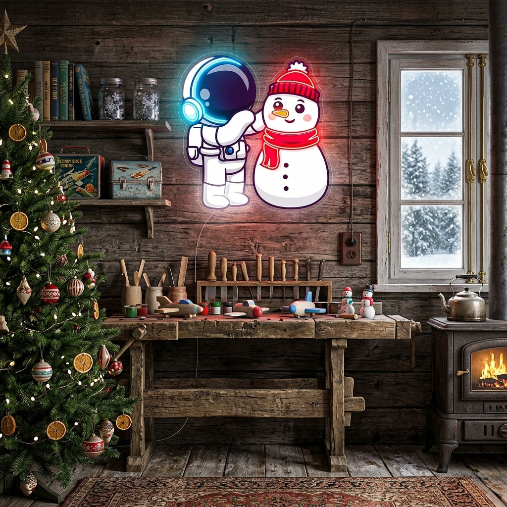 Astronaut Snowman Christmas Led Neon Acrylic Artwork