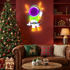 Astronaut Reindeer Christmas Led Neon Acrylic Artwork