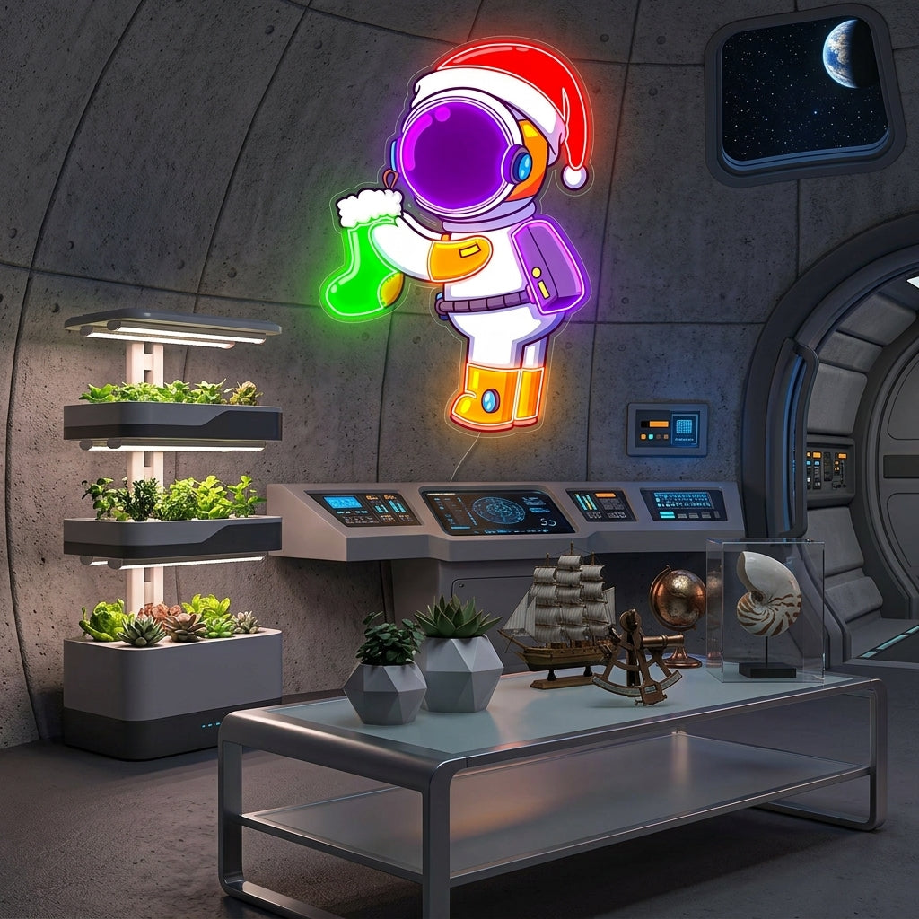 Astronaut Santa Christmas 2 Led Neon Acrylic Artwork