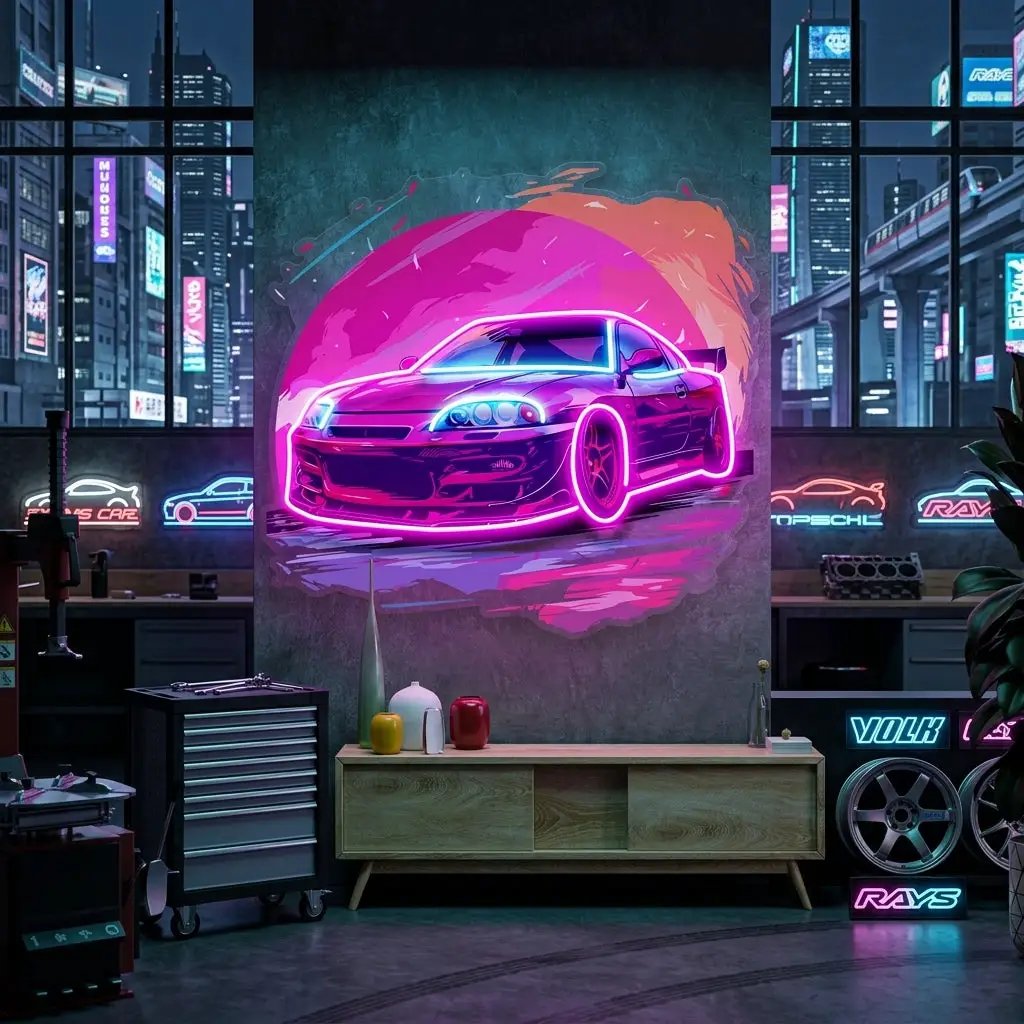 Colorful Car LED Neon Sign Light Pop Art