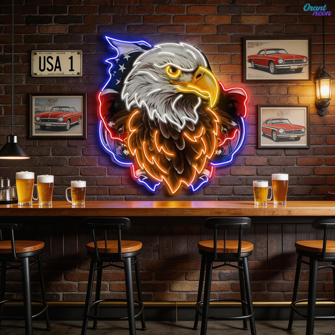 AMERICAN EAGLE and Flag Neon Sign