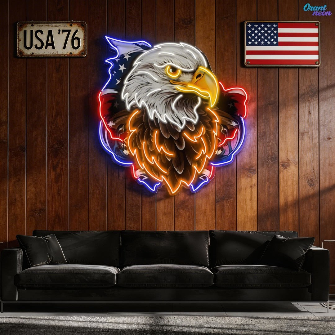 AMERICAN EAGLE and Flag Neon Sign