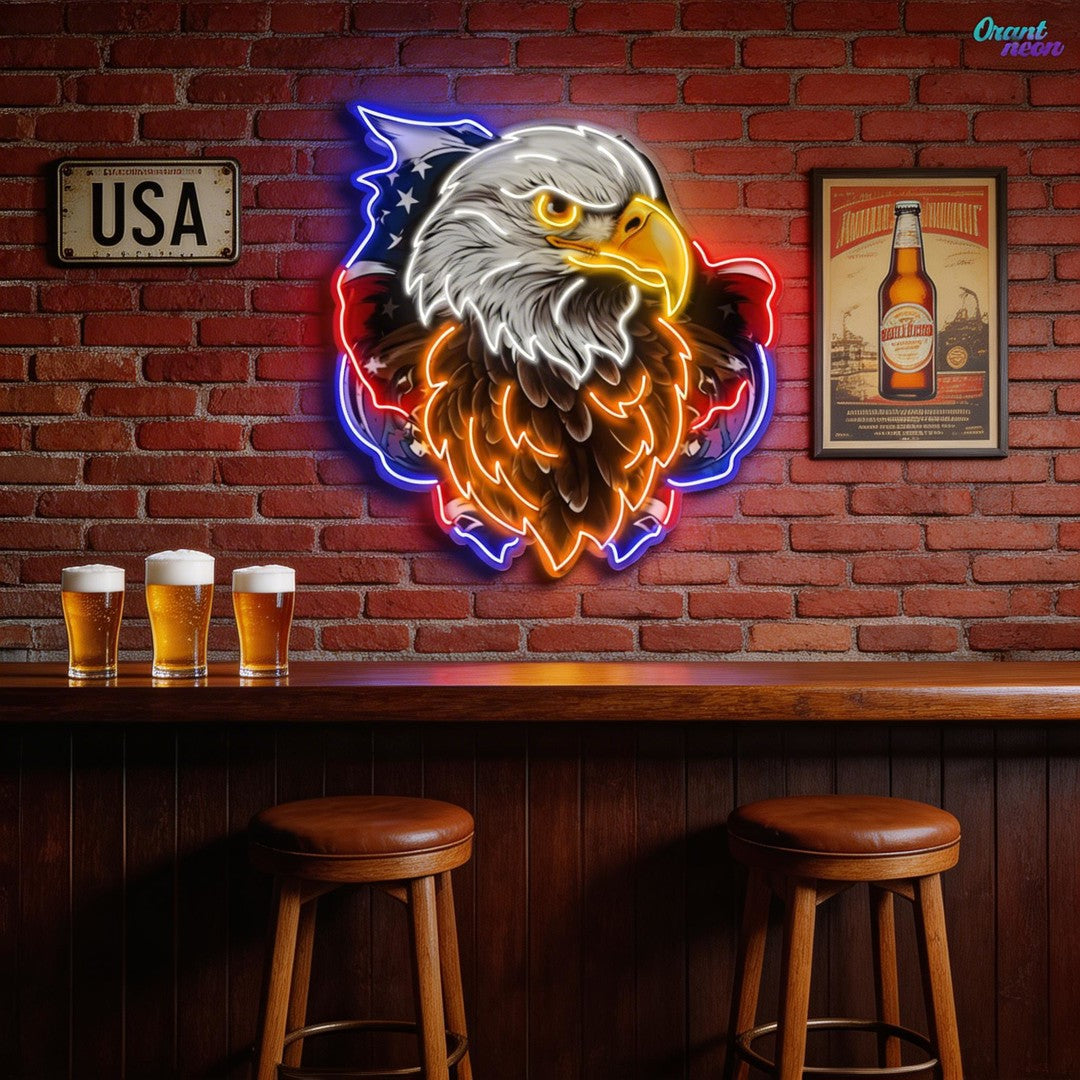 AMERICAN EAGLE and Flag Neon Sign
