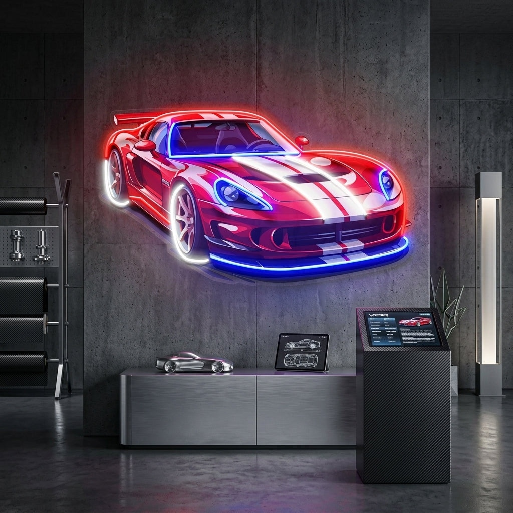 Car With A Red Stripe LED Neon Sign Light Pop Art