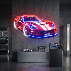 Car With A Red Stripe LED Neon Sign Light Pop Art