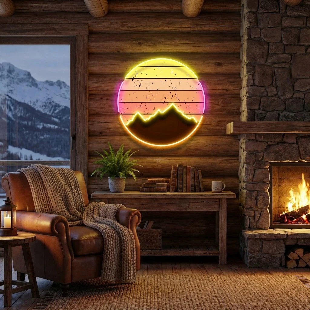 Abstract Vintage Sunrise Artwork Led Neon Sign Light