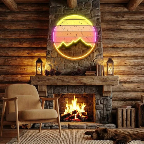 Abstract Vintage Sunrise Artwork Led Neon Sign Light