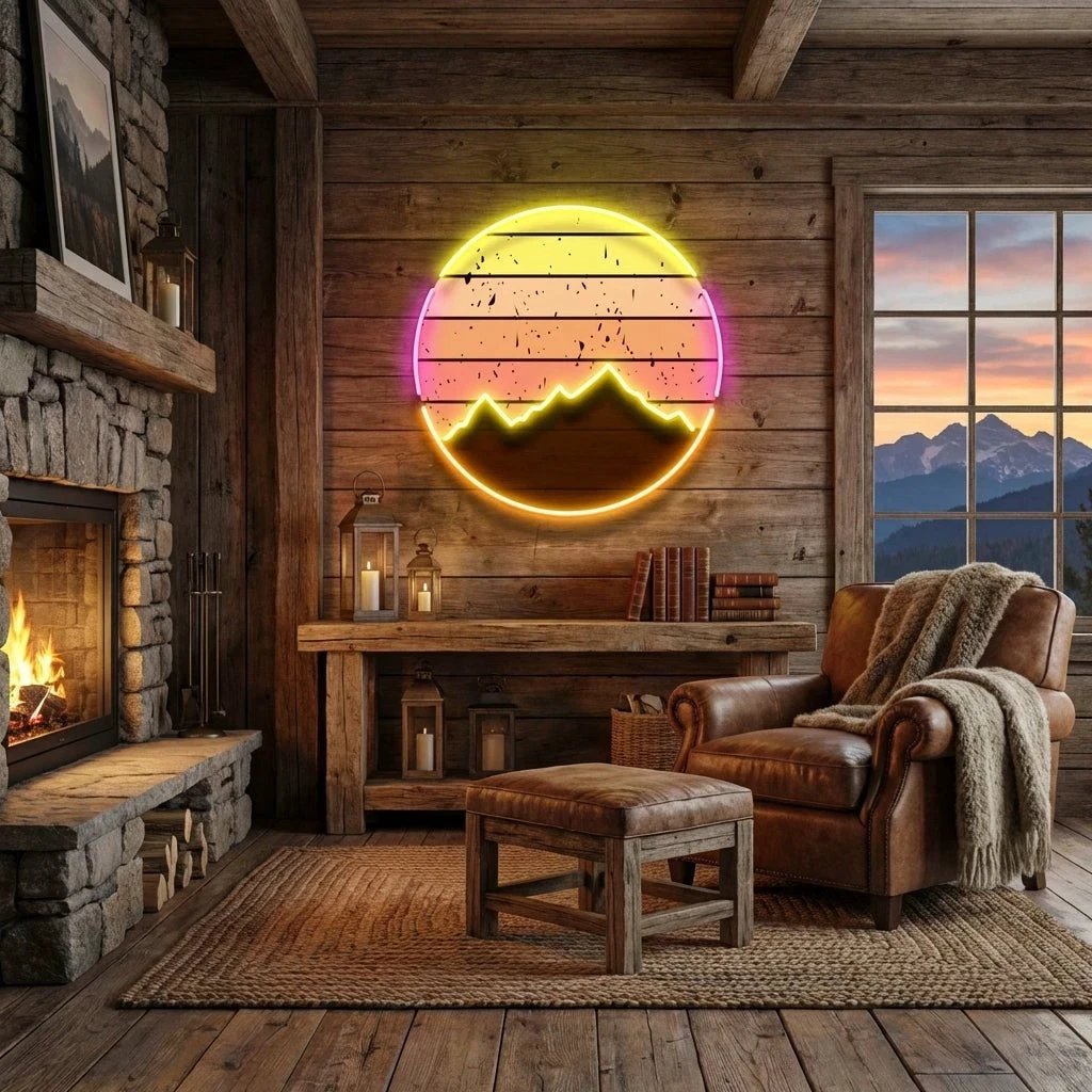 Abstract Vintage Sunrise Artwork Led Neon Sign Light