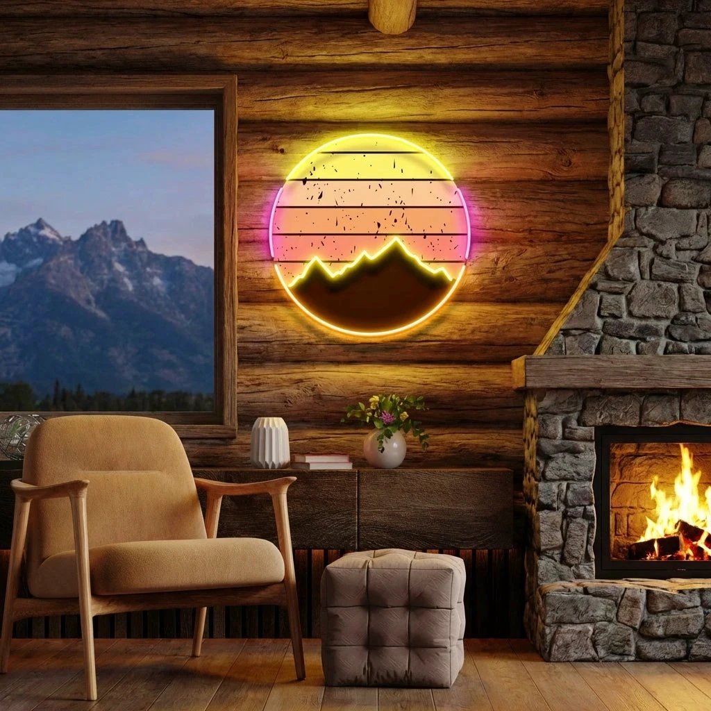 Abstract Vintage Sunrise Artwork Led Neon Sign Light