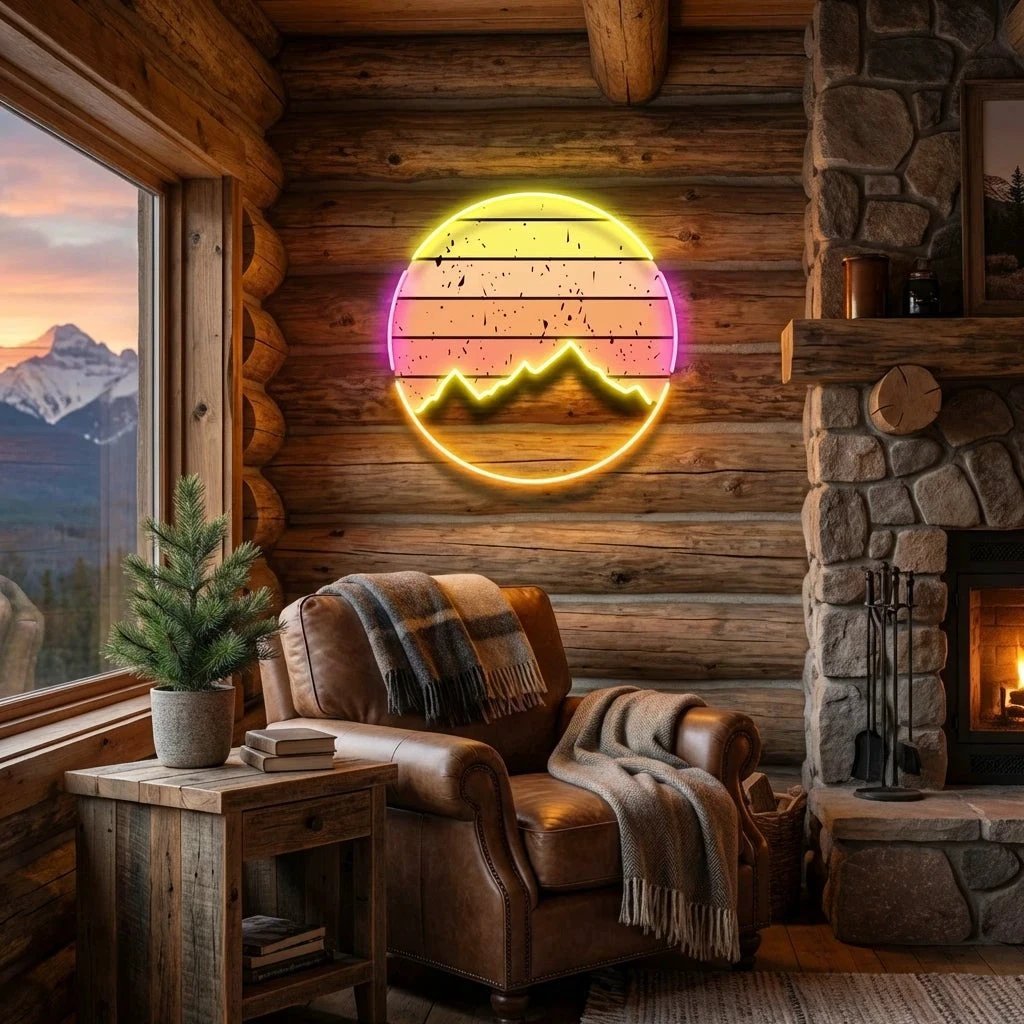 Abstract Vintage Sunrise Artwork Led Neon Sign Light