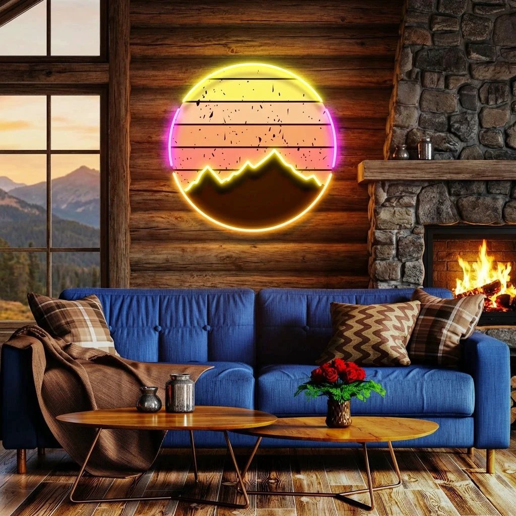 Abstract Vintage Sunrise Artwork Led Neon Sign Light