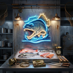 Aggressive Fish Counterattack LED Neon Sign Light Pop Art