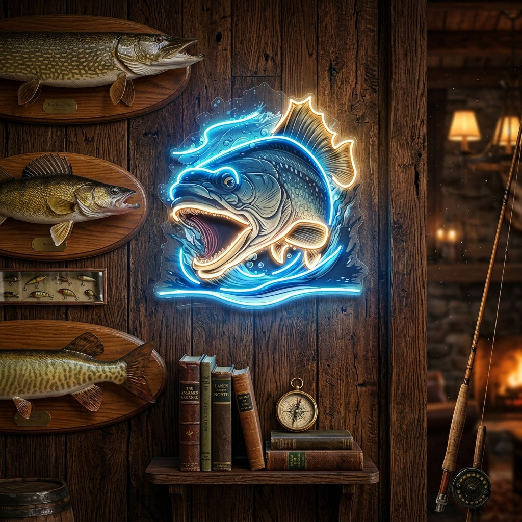 Aggressive Fish Counterattack LED Neon Sign Light Pop Art